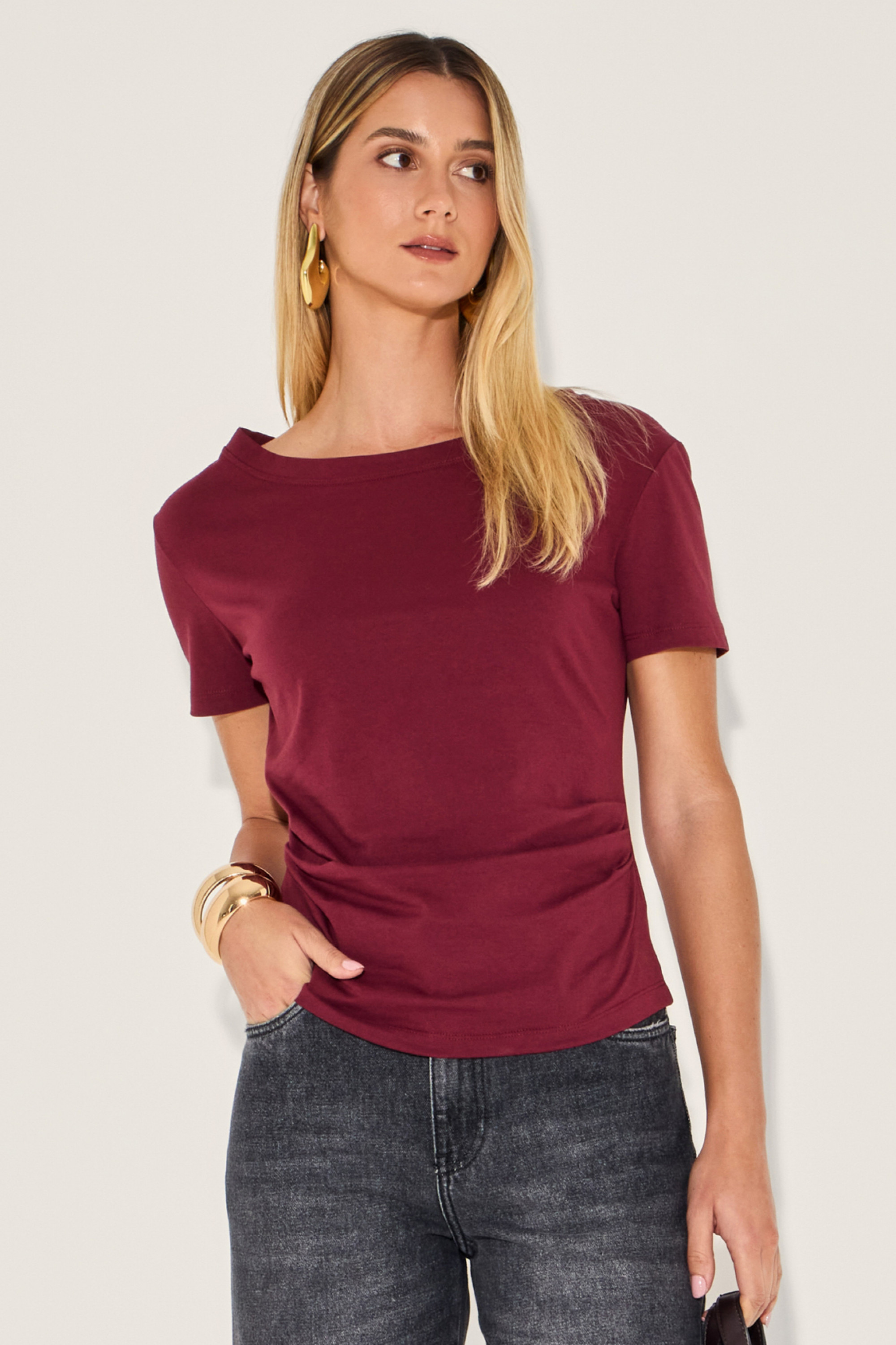 Camiseta Algodão Silvana Vinho