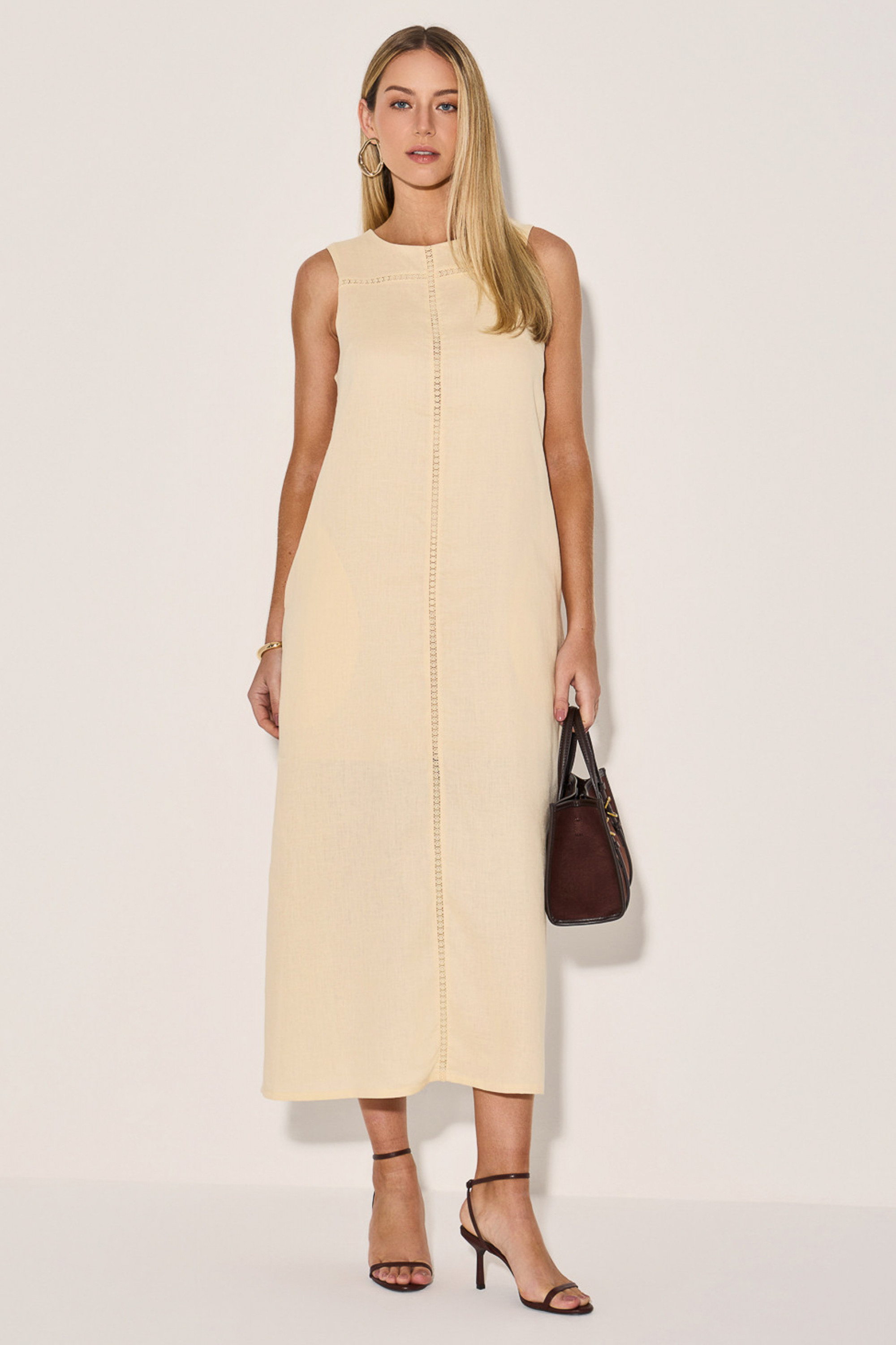 Vestido Linho Myllena Amarelo Claro