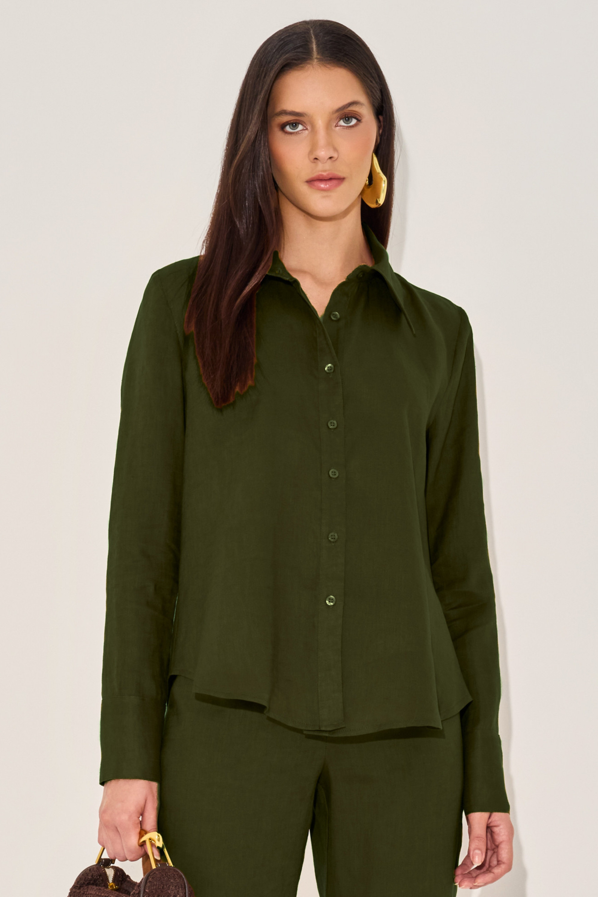 Camisa Linho Jessika Verde Militar
