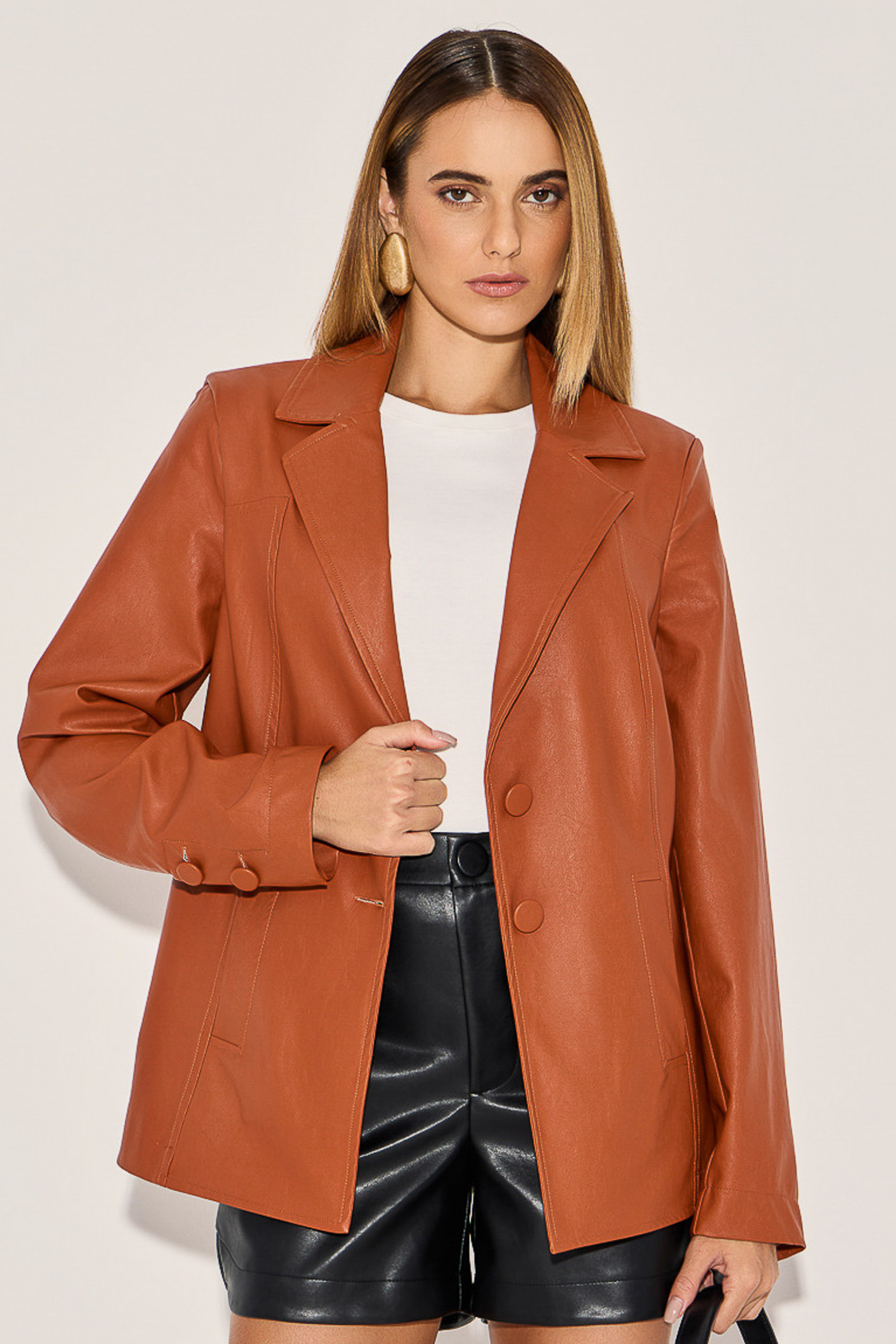 Blazer PU Lorena Telha