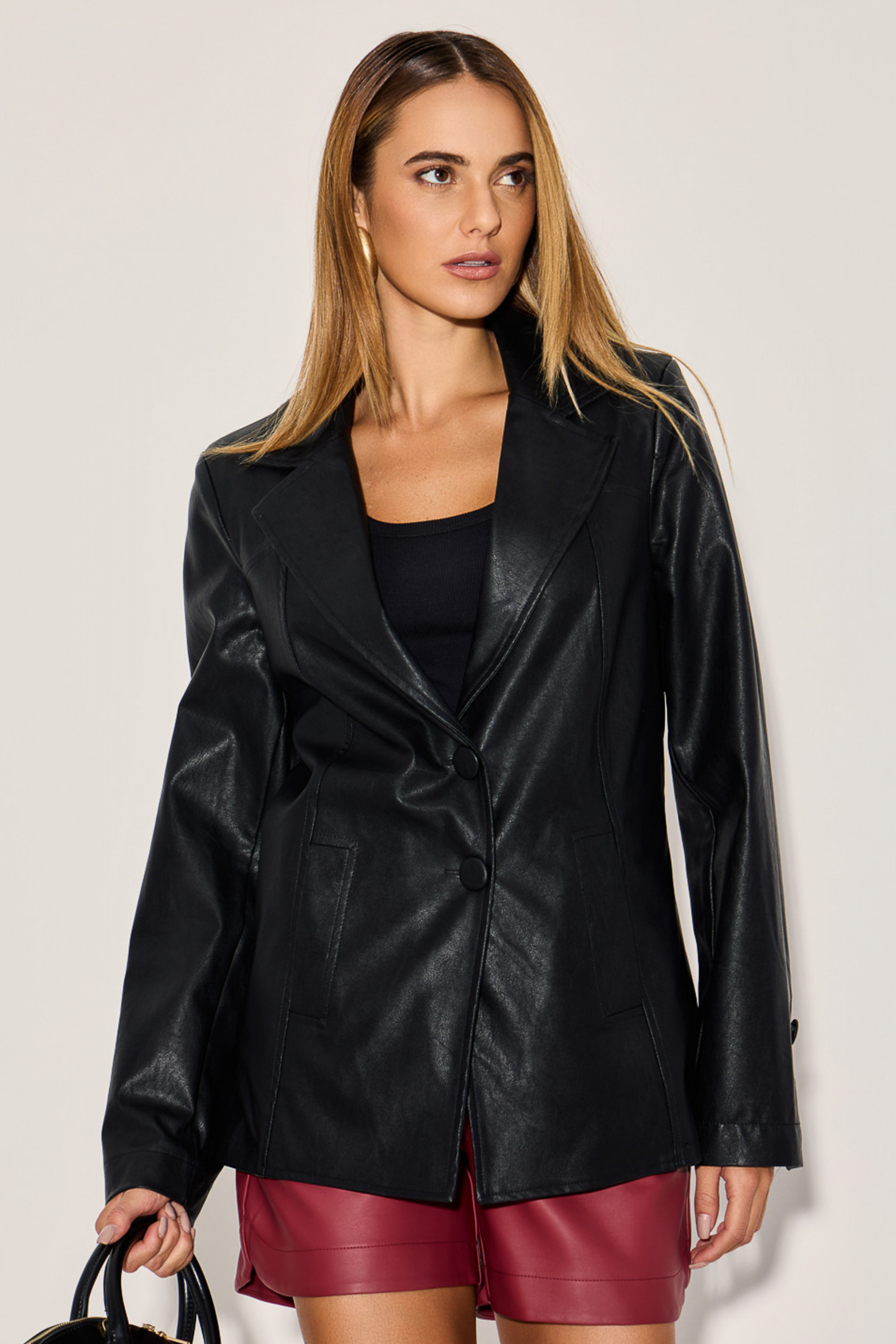 Blazer PU Lorena Preto