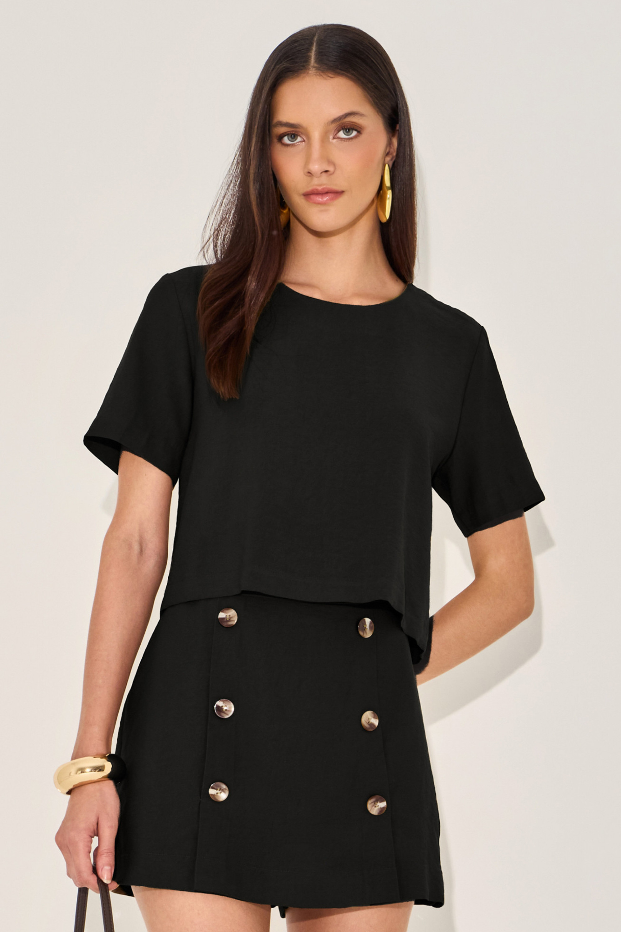 Blusa Alfaiataria Sorelle Preto 