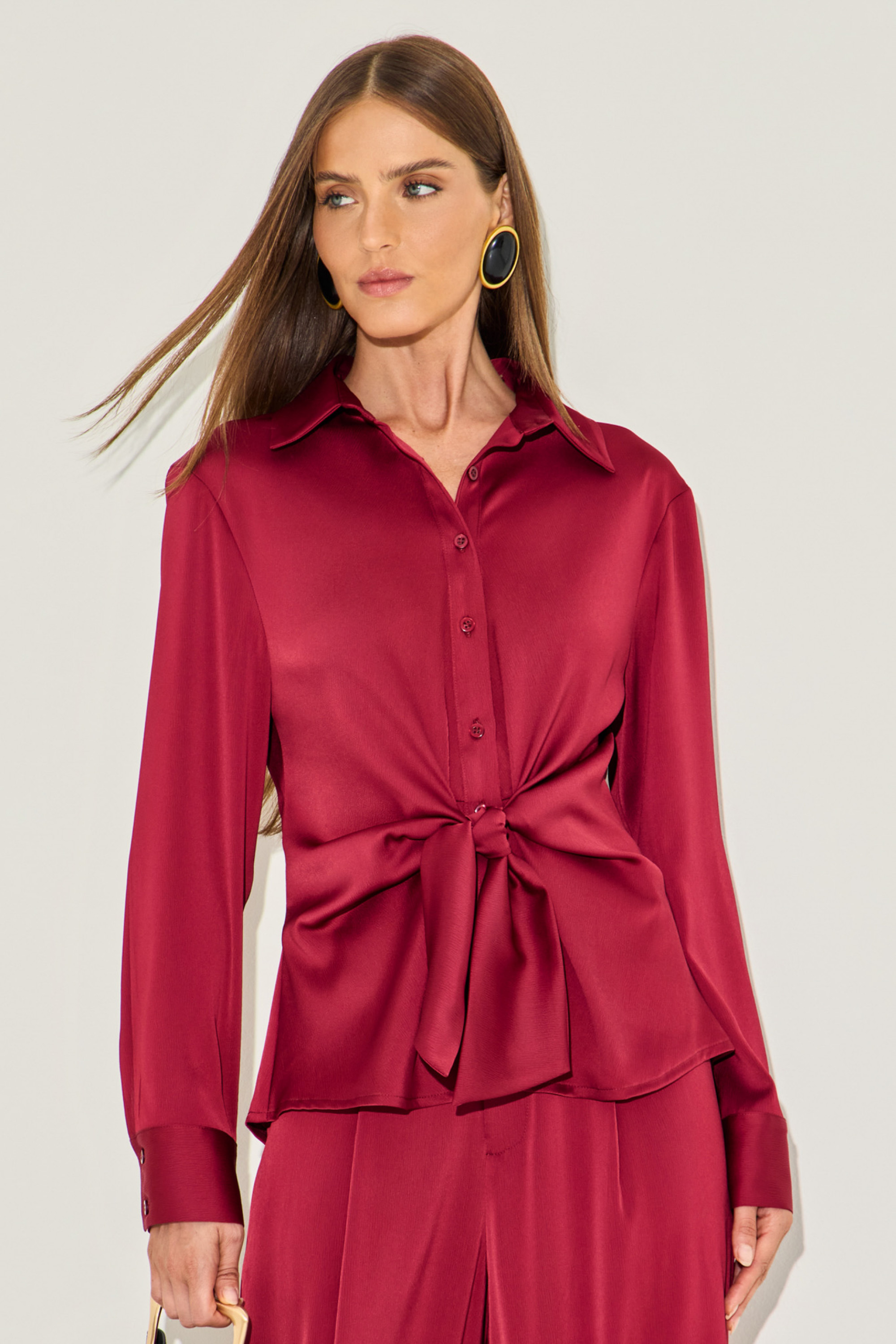 Camisa Crepe Bete Bordô