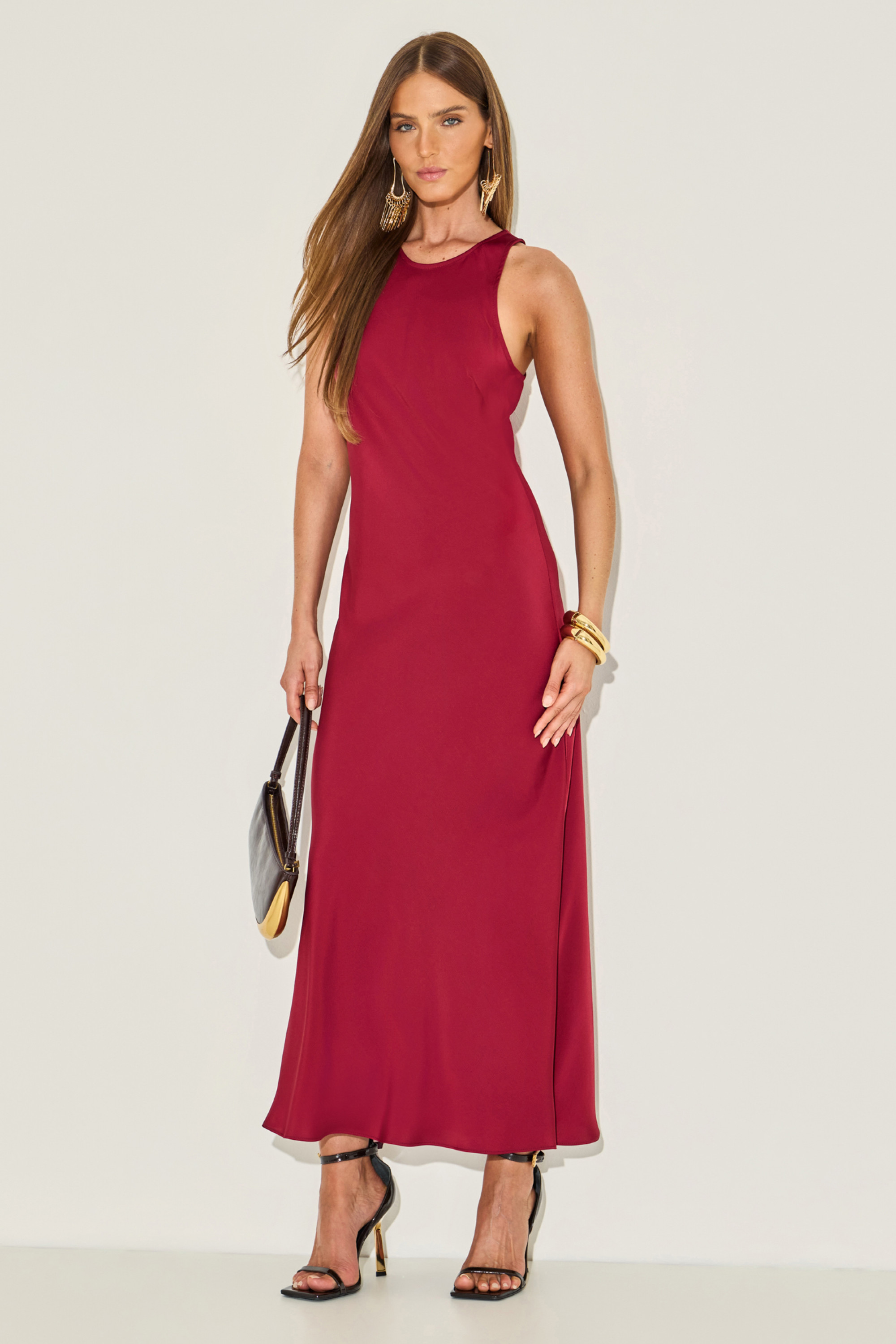 Vestido Crepe Nadine Bordô