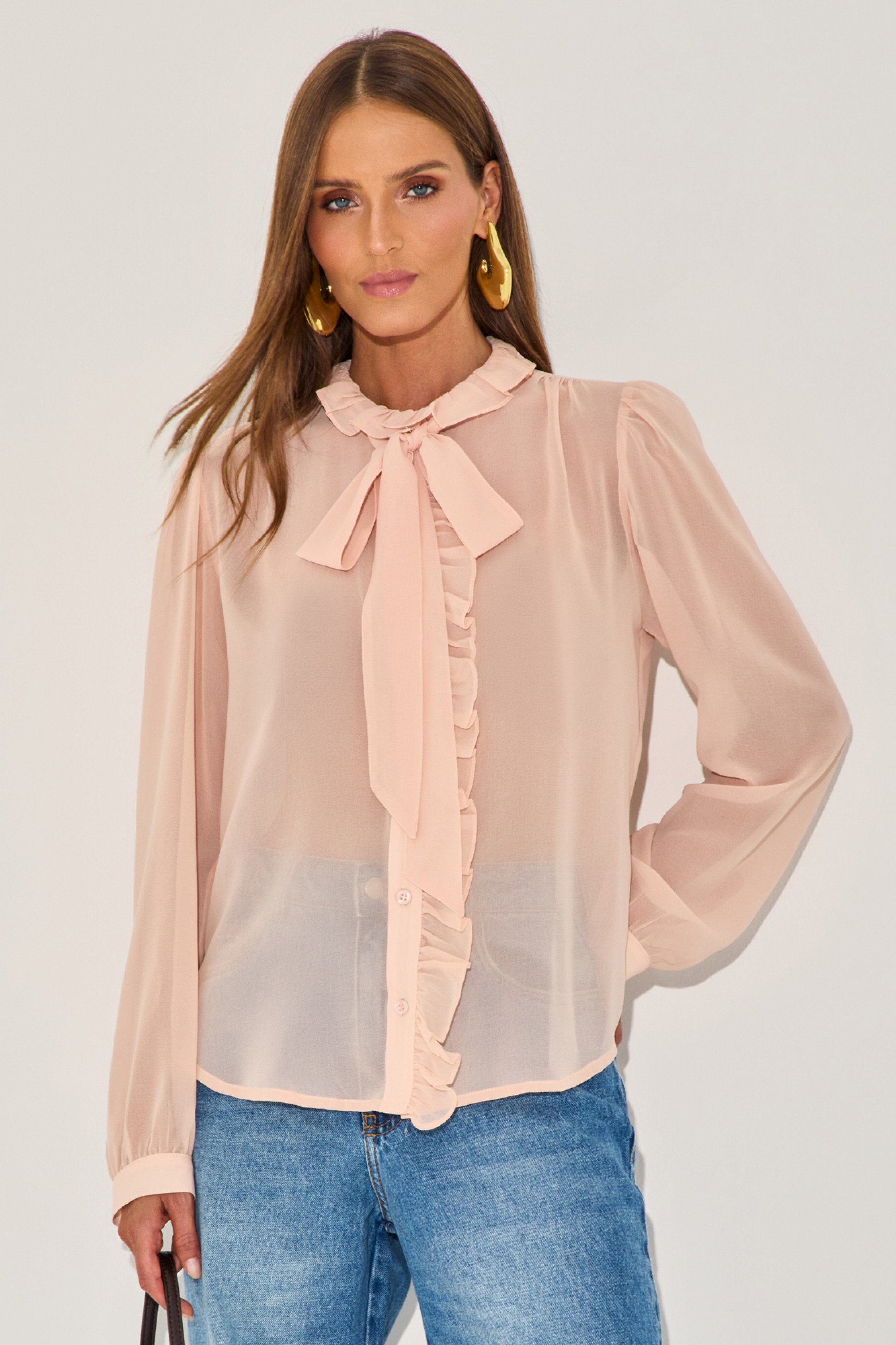 Blusa Chiffon Aveline  Rosa Pó 