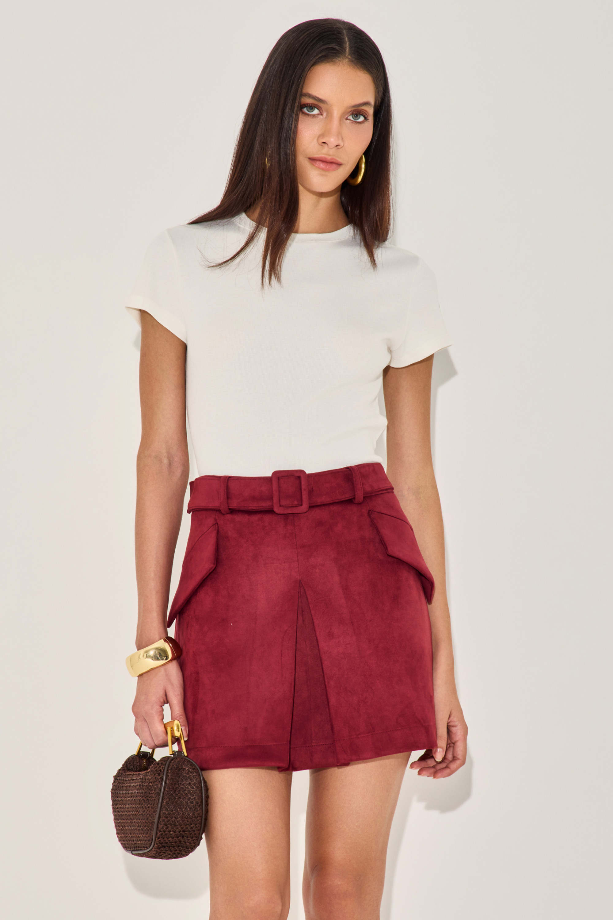 Shorts Suede Violette Bordô