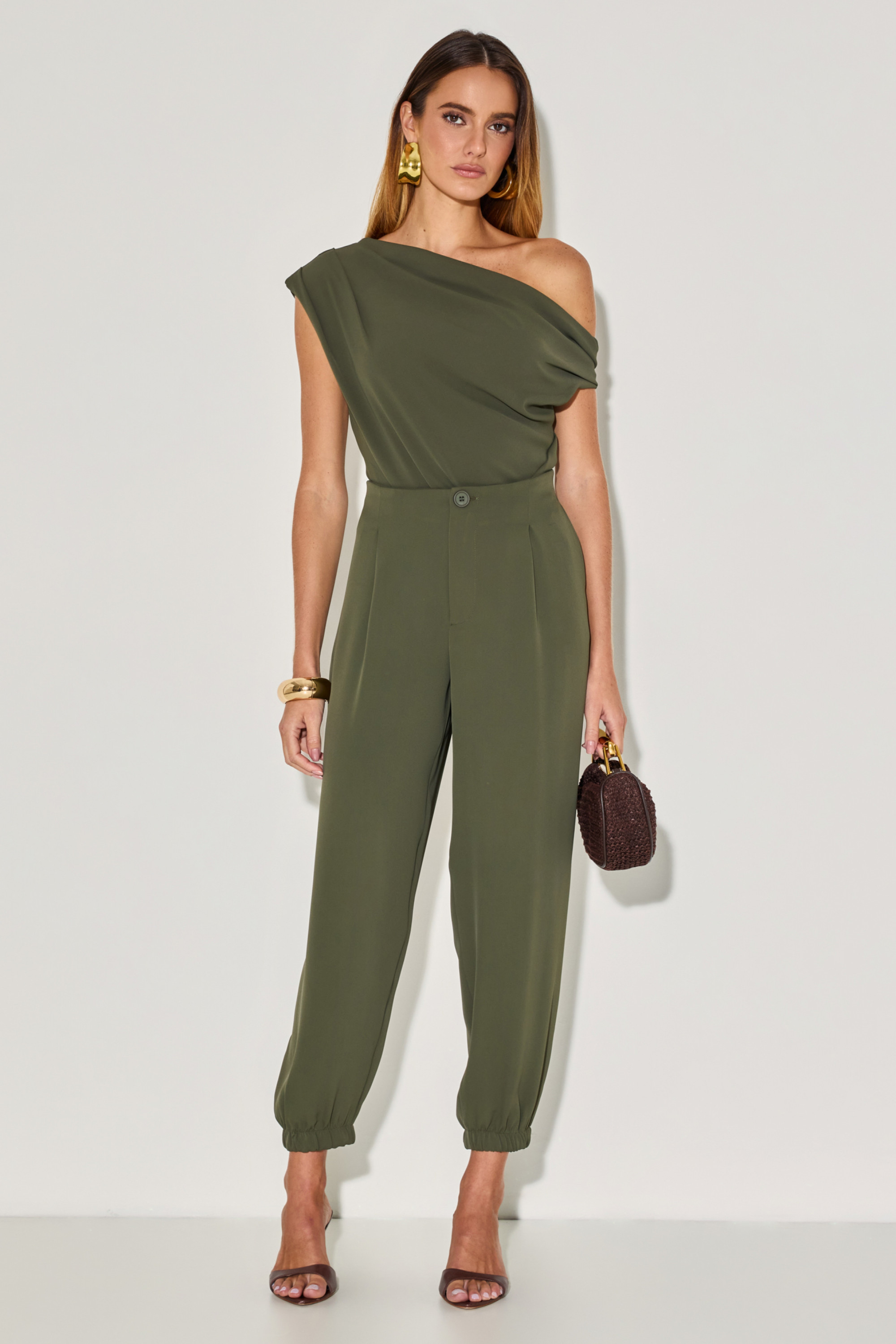 Calça Crepe Cecy Verde Militar