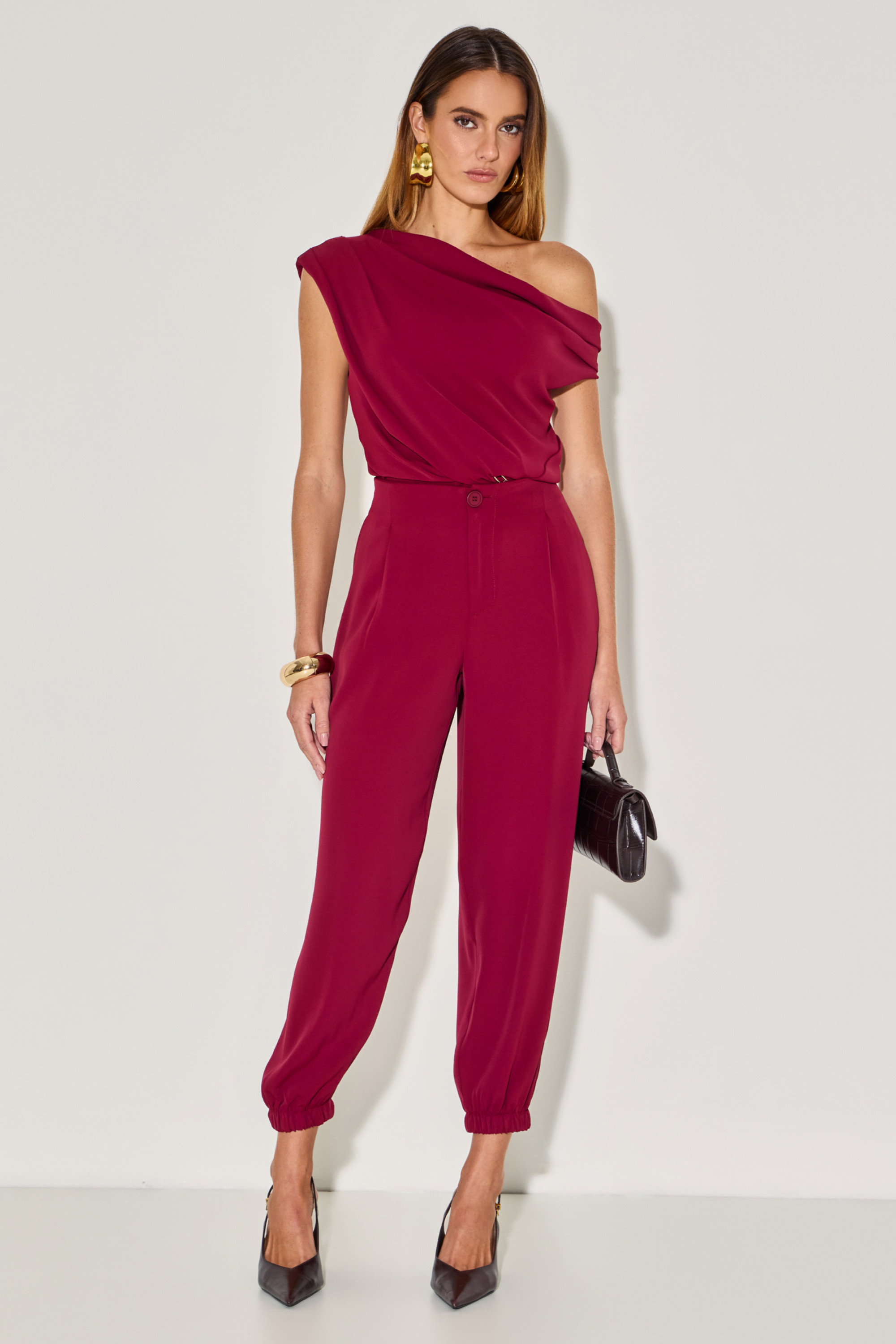 Calça Crepe Cecy Vinho