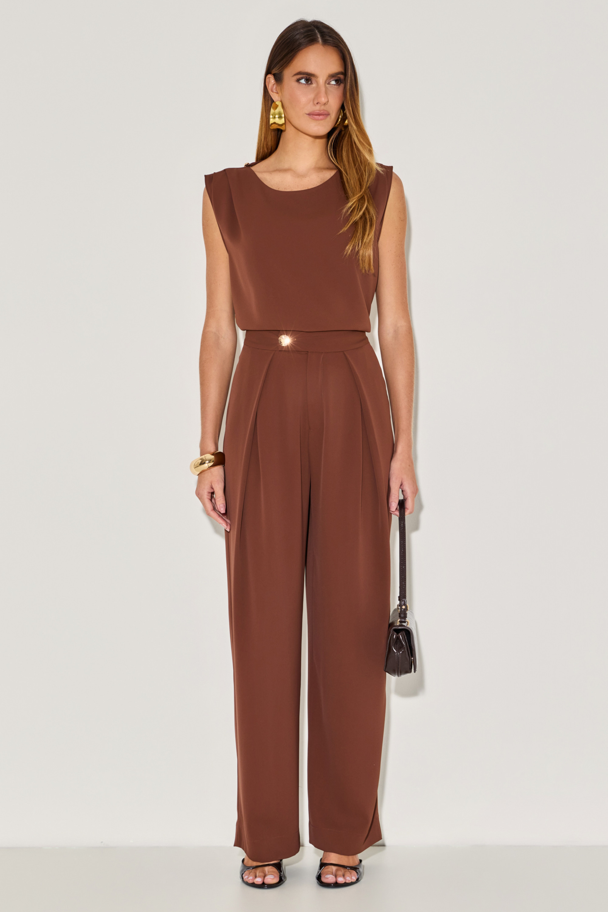 Calça Alfaiataria Nisha Chocolate