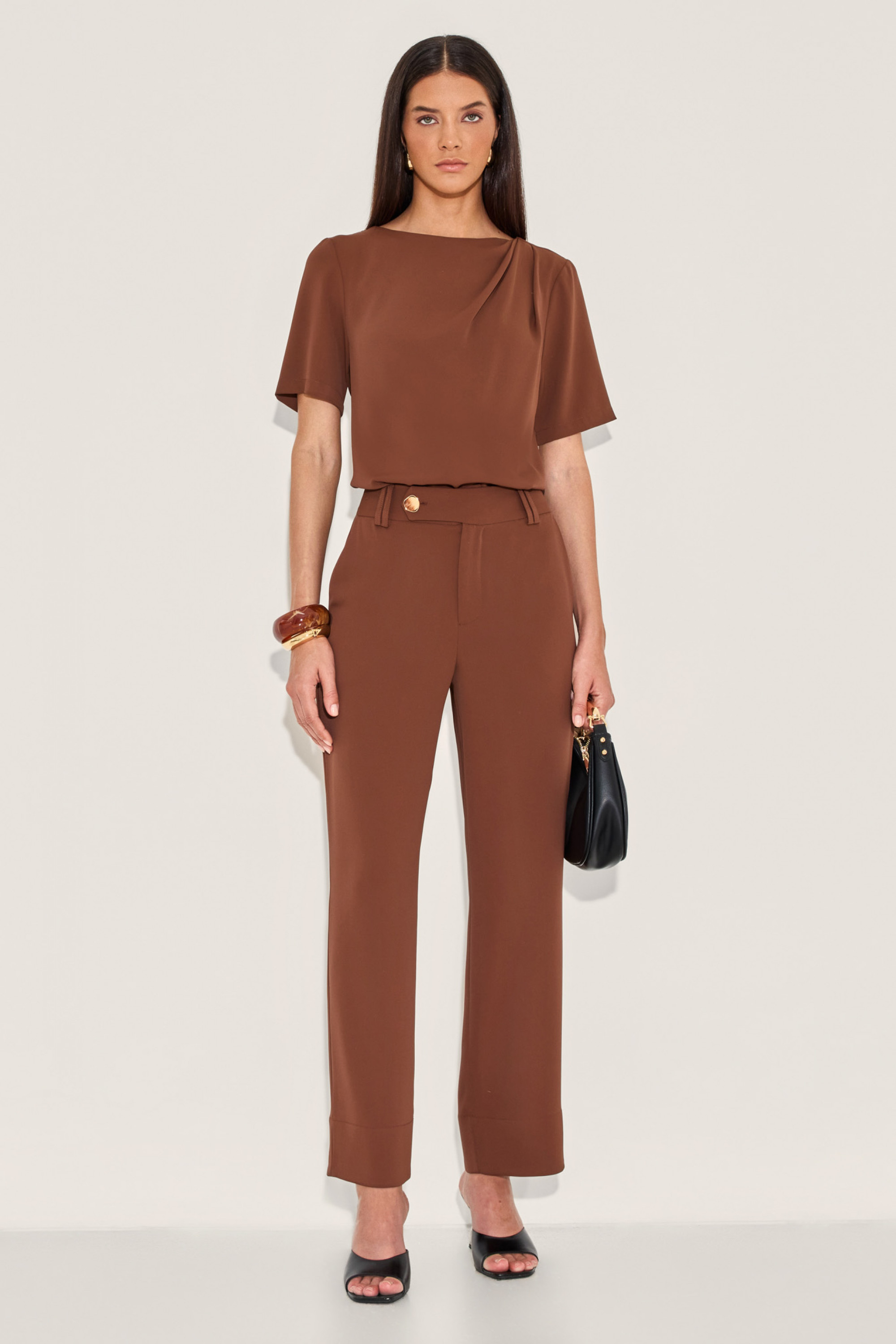 Calça Alfaiataria Pam Chocolate