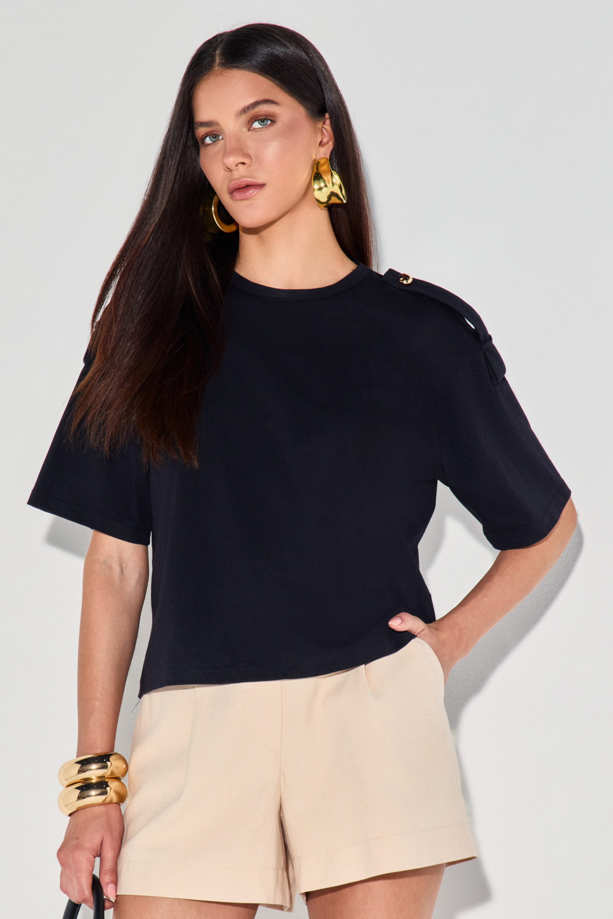 Camiseta Algodão Meliza Preto