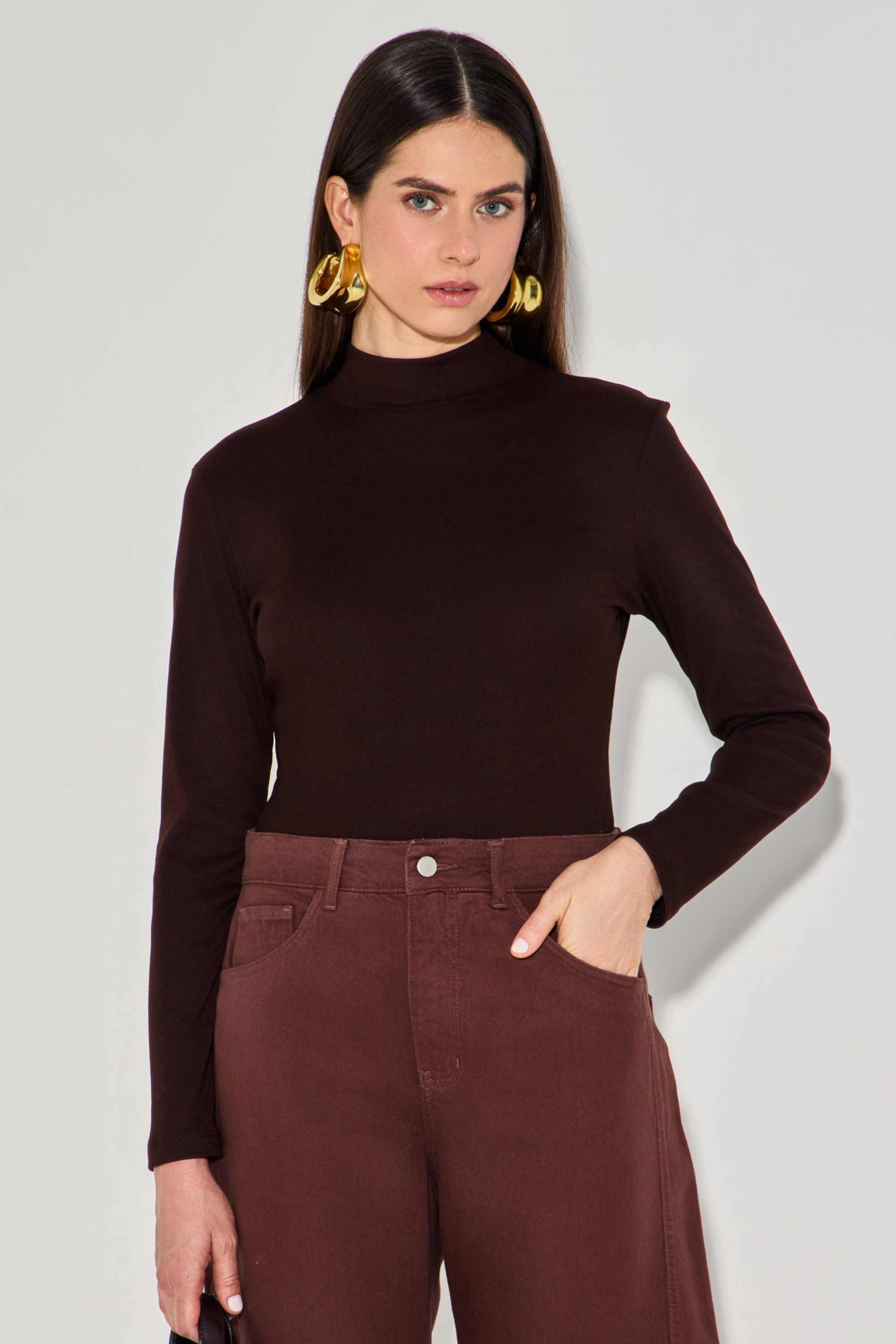 Blusa Canelada Bruna Café