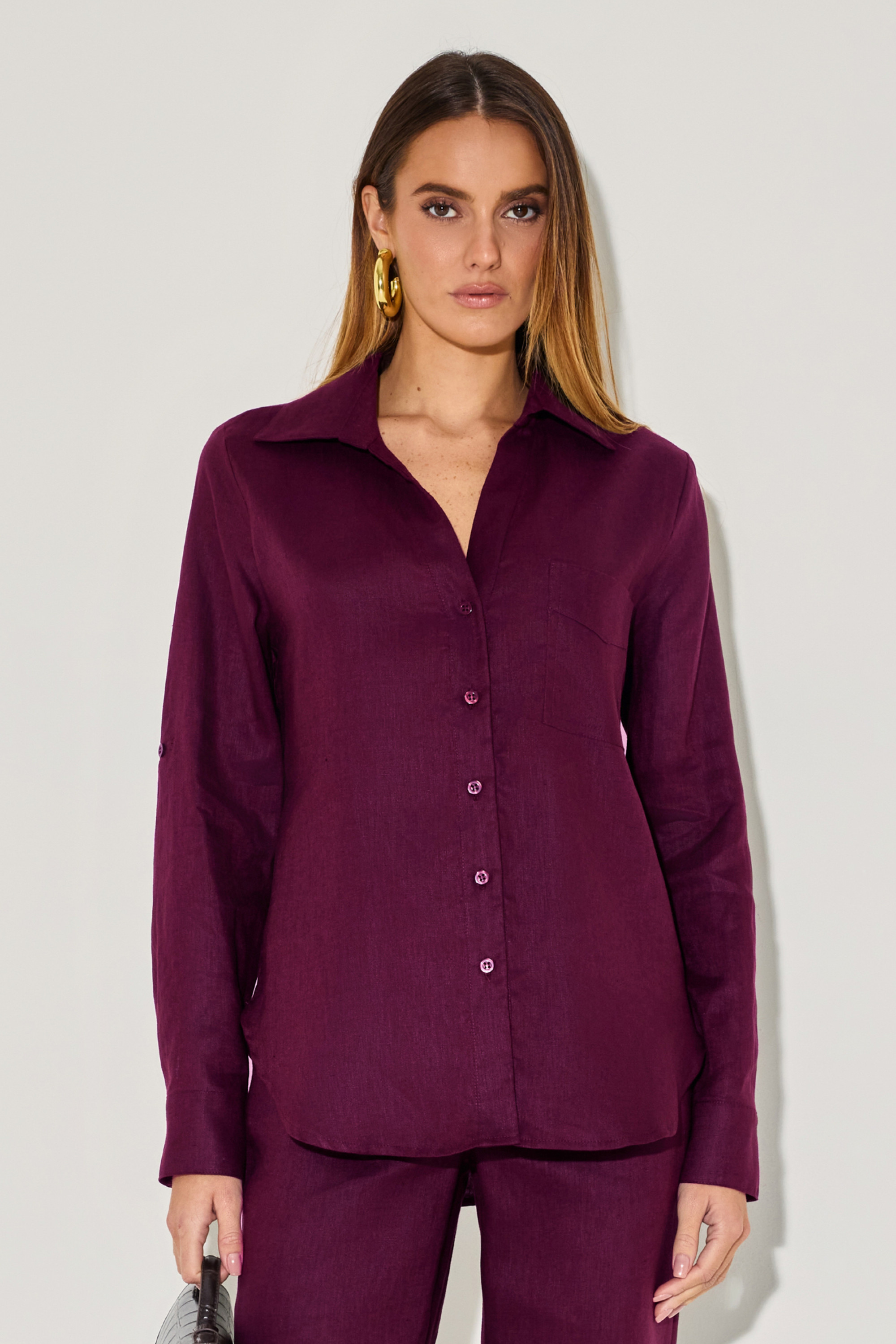 Camisa Linho Aline Açai 