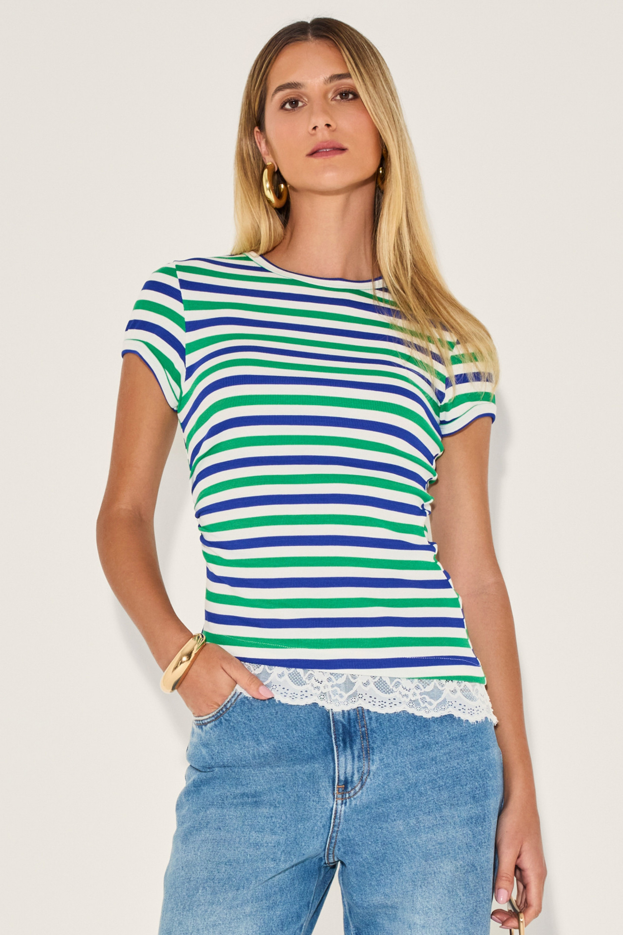 Blusa Listrada Ivi Verde Bandeira