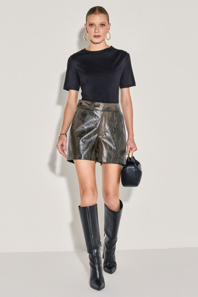 Shorts PU Snake Marrom