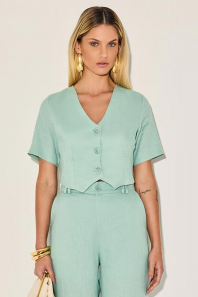 Blusa Linho Cristal Verde Menta