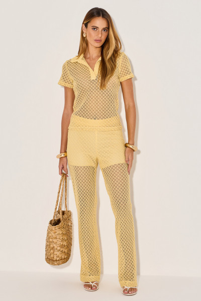 Calça Tricot Amora Amarelo Claro