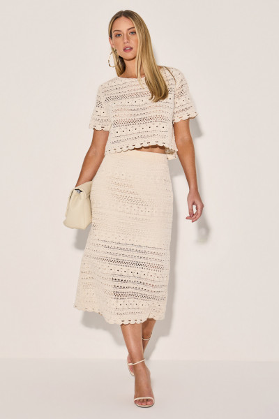 Saia Crochet Manuella Bege