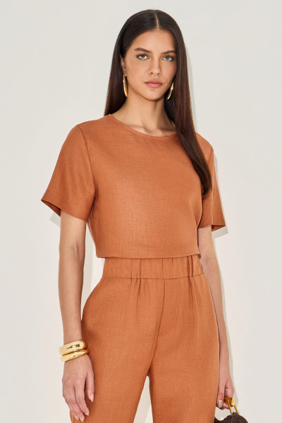 Blusa Linho Beca Canela