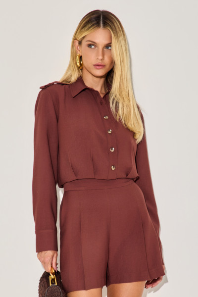 Camisa Alfaiataria Keilla Chocolate 
