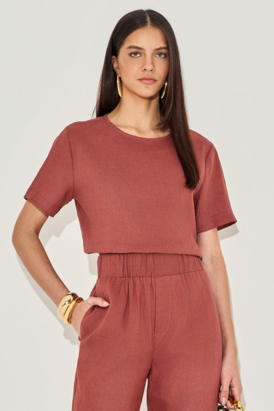 Blusa Linho Beca Mogno