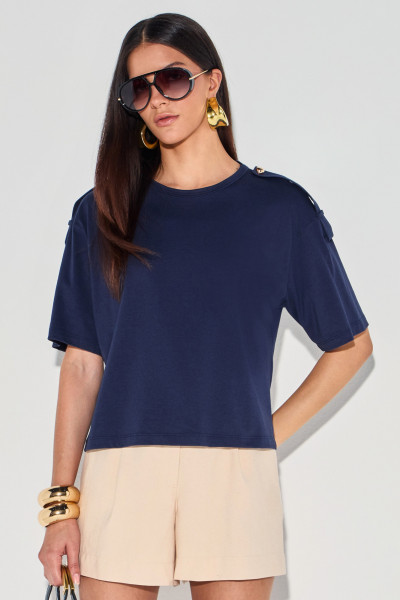 Camiseta Algodão Meliza Marinho