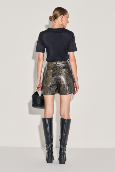 Shorts PU Snake Marrom