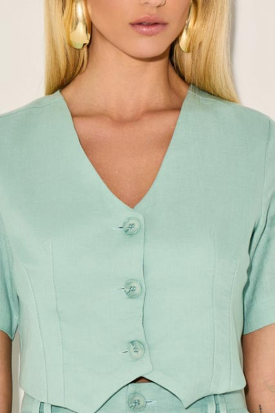 Blusa Linho Cristal Verde Menta