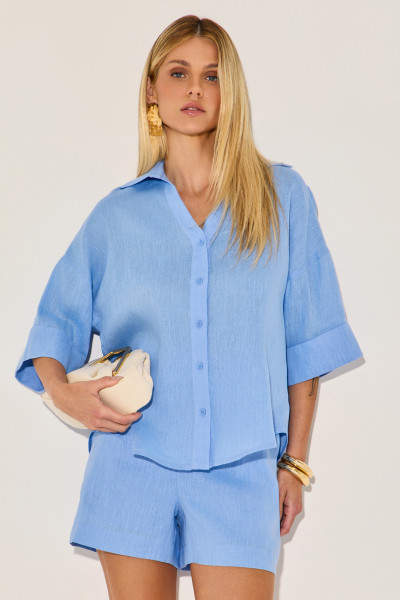 Camisa Linho Elaine Azul