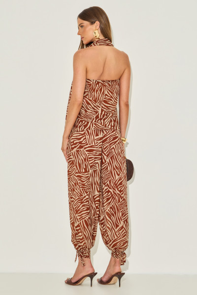 Calça Chiffon Zebra Nena Kaki