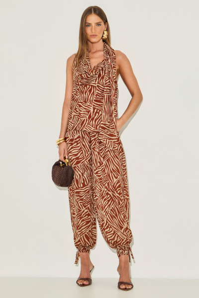 Calça Chiffon Zebra Nena Kaki