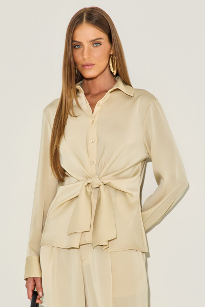 Camisa Crepe Bete Bege Médio
