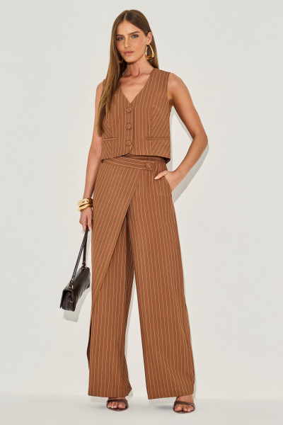 Calça Alfaiataria Prega Akemi Mocha 