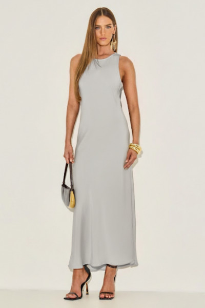 Vestido Crepe Nadine Cinza
