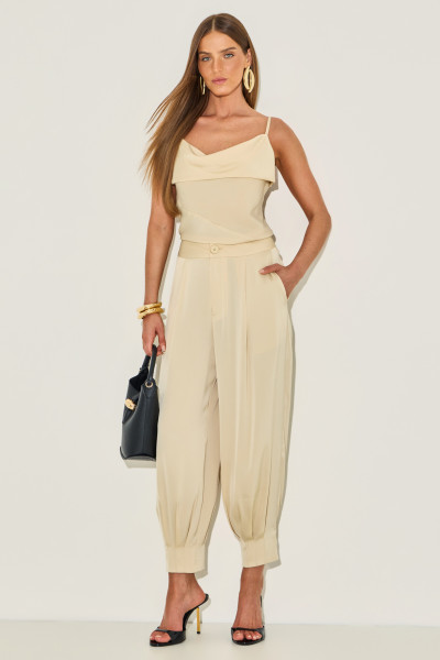Calça Crepe Gaby Bege Médio 