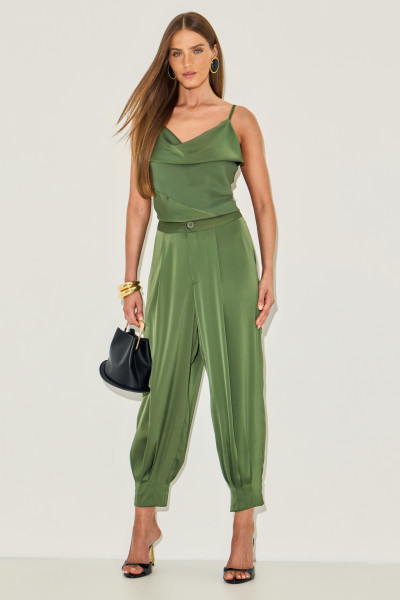 Calça Crepe Gaby Verde Militar