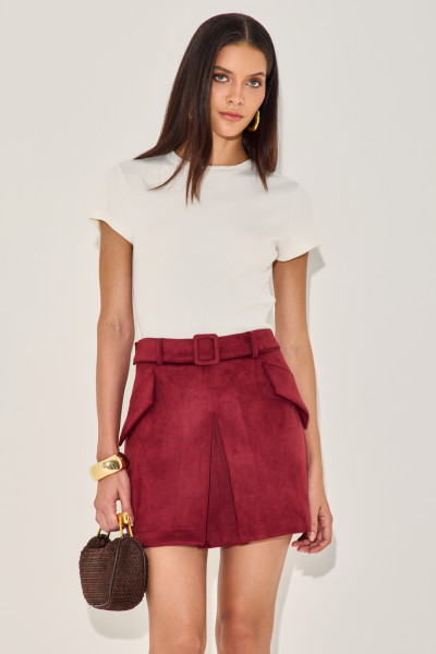 Shorts Suede Violette Bordô
