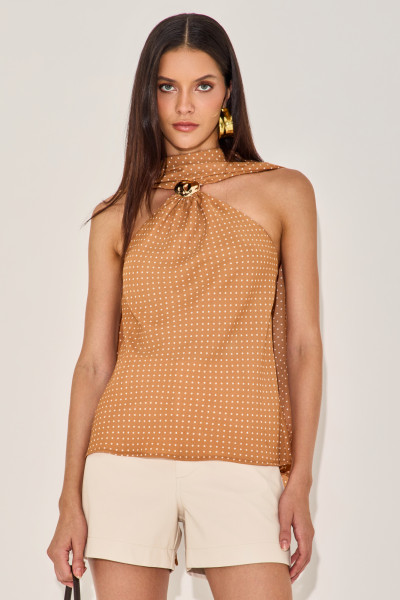 Blusa Crepe Poá Andrielle Caramelo 