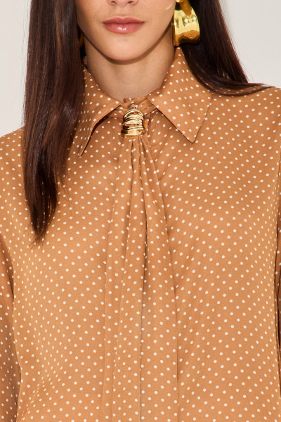 Camisa Crepe Poá Andrielle Caramelo 