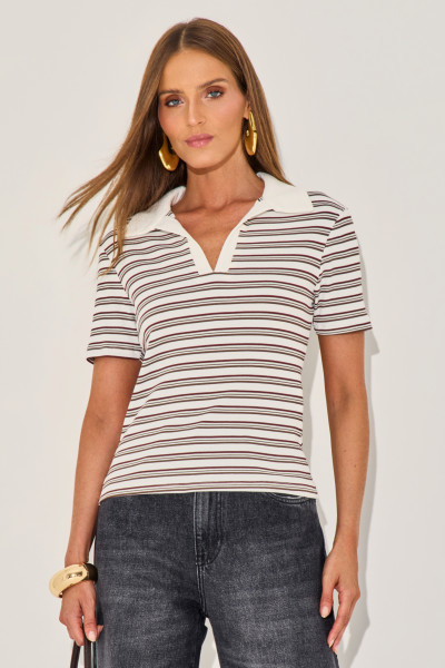 Polo Listrada Emilly Bordô