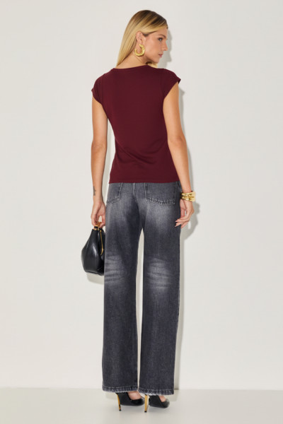 Blusa Canelada Denise Vinho