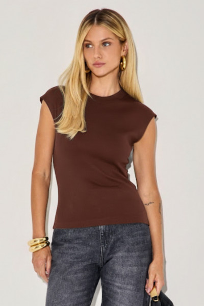 Blusa Canelada Denise Marrom 