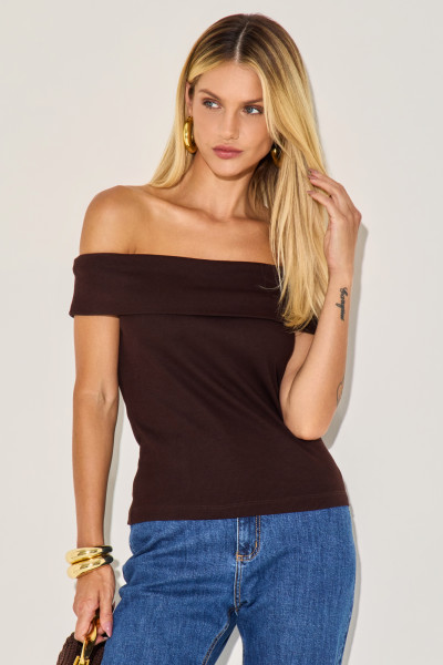 Blusa Canelada Jane Café