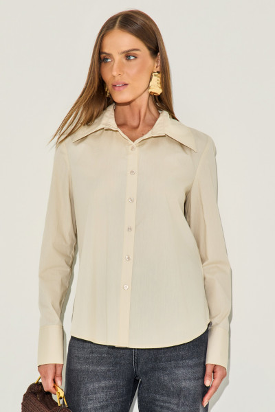 Camisa Tricoline Olivia Areia