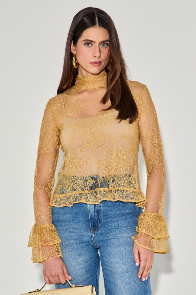 Blusa Renda Amelie Camelo