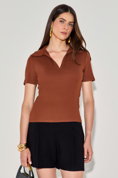 Blusa Polo Luize Canela
