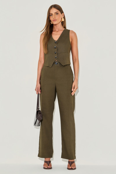 Calça Linho Noa Verde Militar