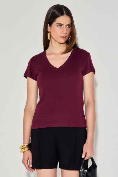 Blusa Canelada Naila Vinho