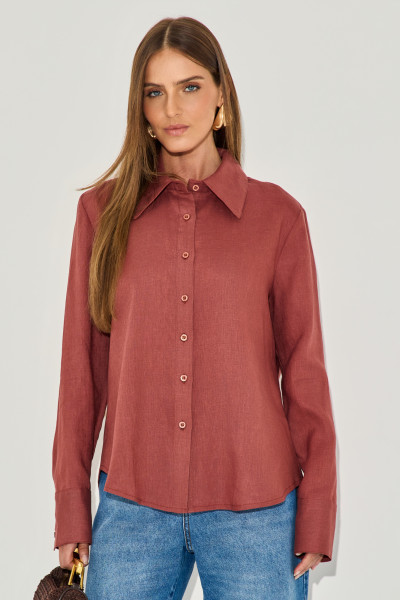 Camisa Linho Jessika Mogno