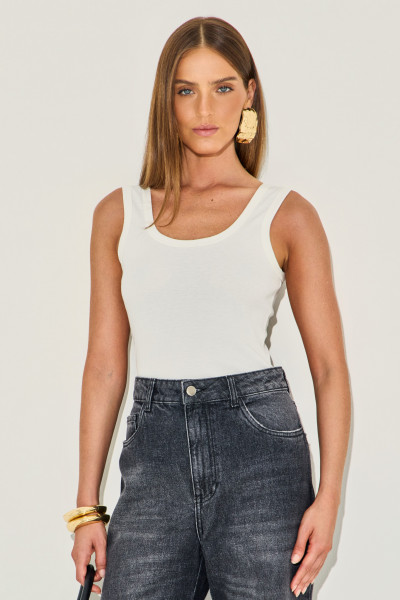 Blusa Regata Rib Caetana Off White